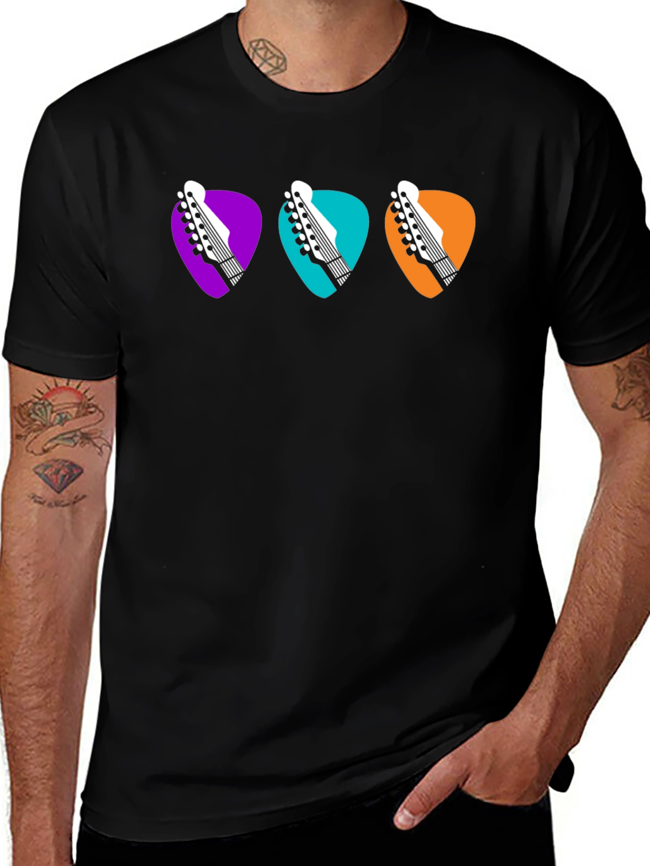 Guitar Pick Headstock Tee - Music Lover T-Shirt