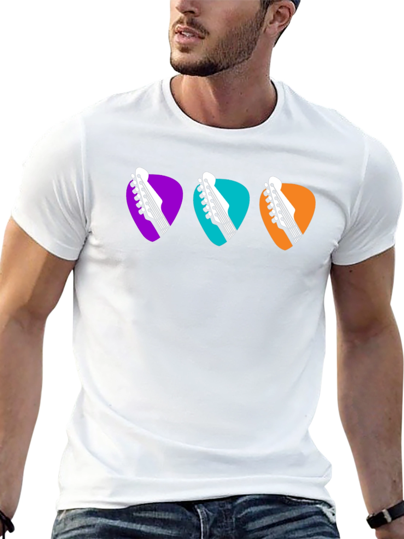 Guitar Pick Headstock Tee - Music Lover T-Shirt
