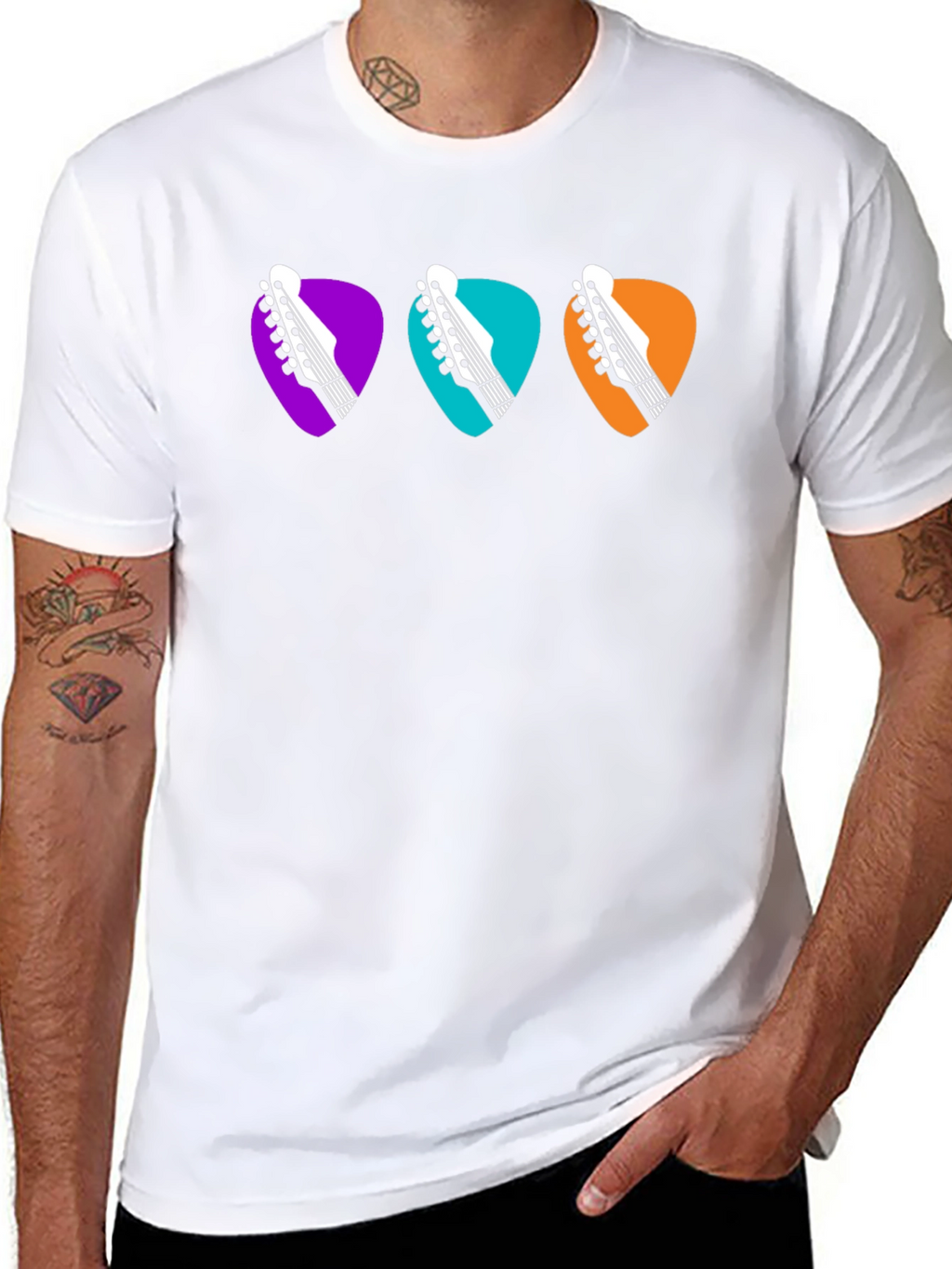 Guitar Pick Headstock Tee - Music Lover T-Shirt