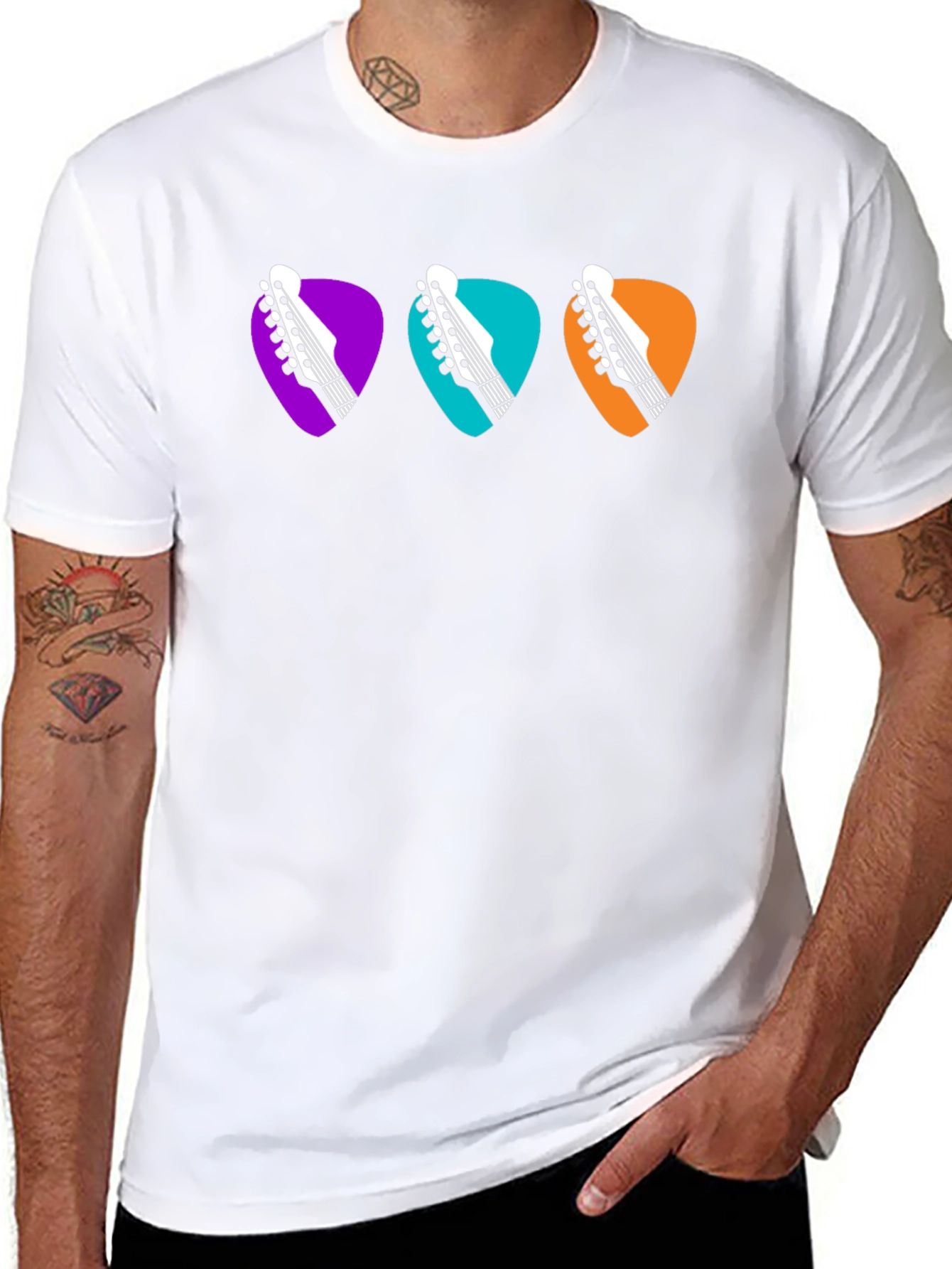 Guitar Pick Headstock Tee - Music Lover T-Shirt