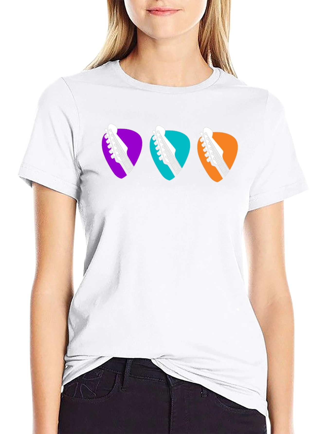 Guitar Pick Headstock Tee - Music Lover T-Shirt