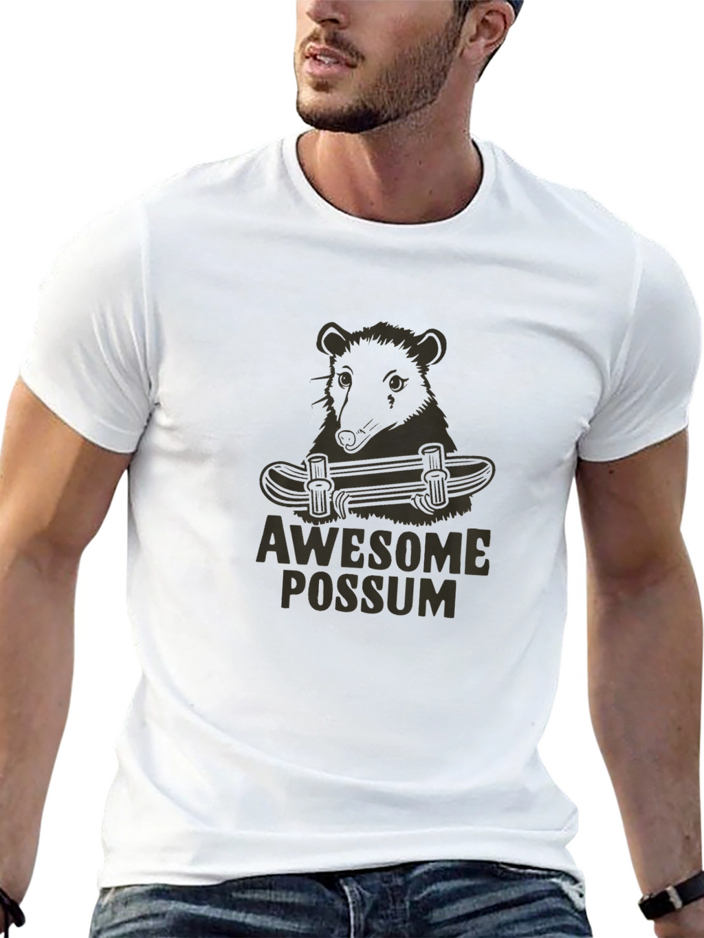 Awesome Possum Skateboard Graphic Tee - Black