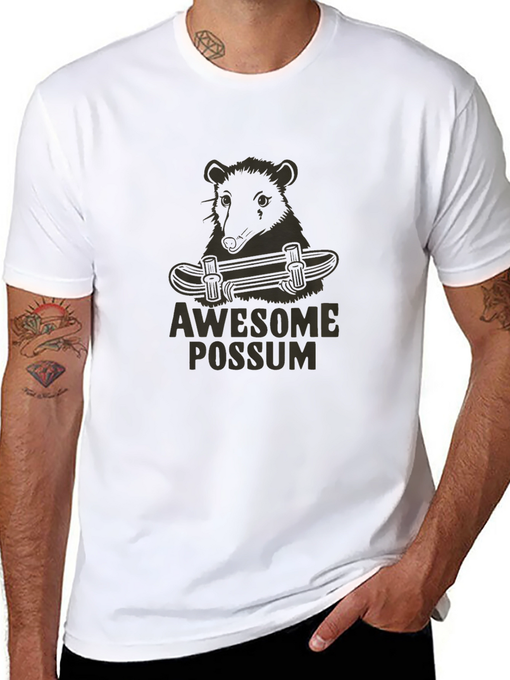 Awesome Possum Skateboard Graphic Tee - Black