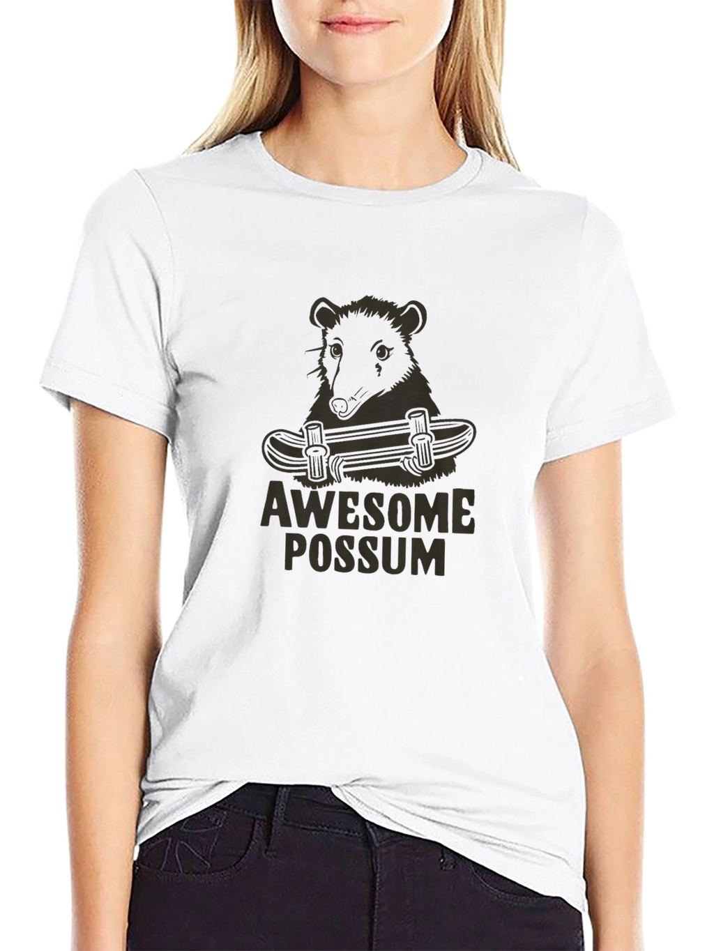 Awesome Possum Skateboard Graphic Tee - Black