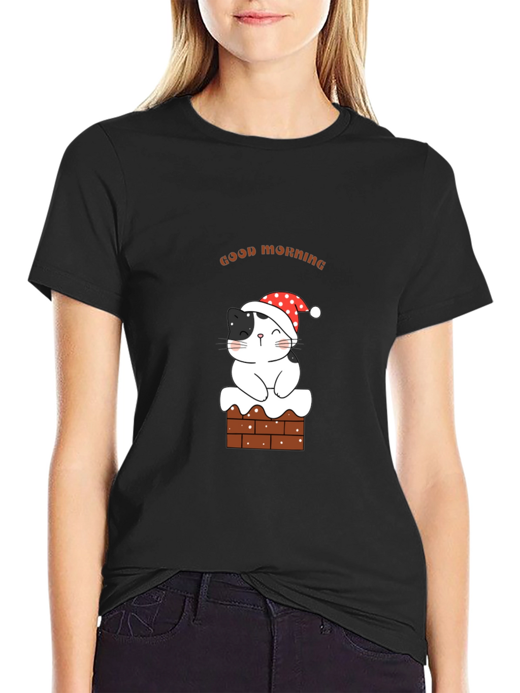 Festive Cat Good Morning Graphic Tee