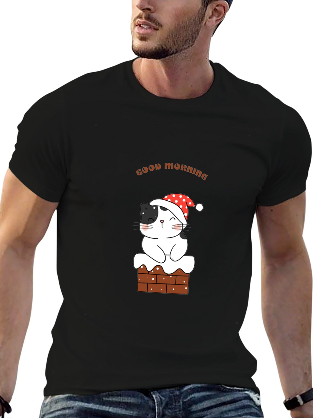 Festive Cat Good Morning Graphic Tee