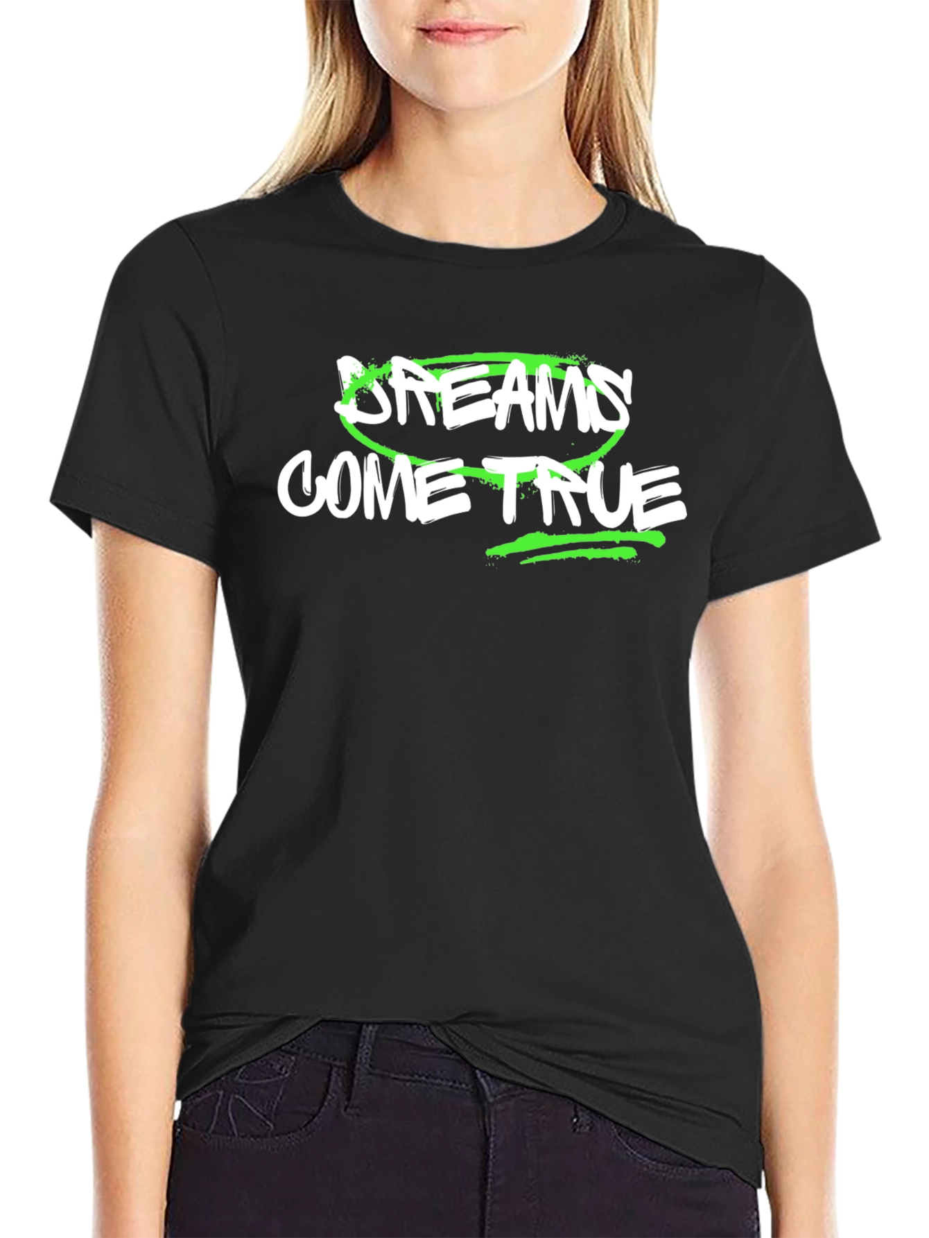 Dreams Come True Graphic T-Shirt - Black Cotton Tee