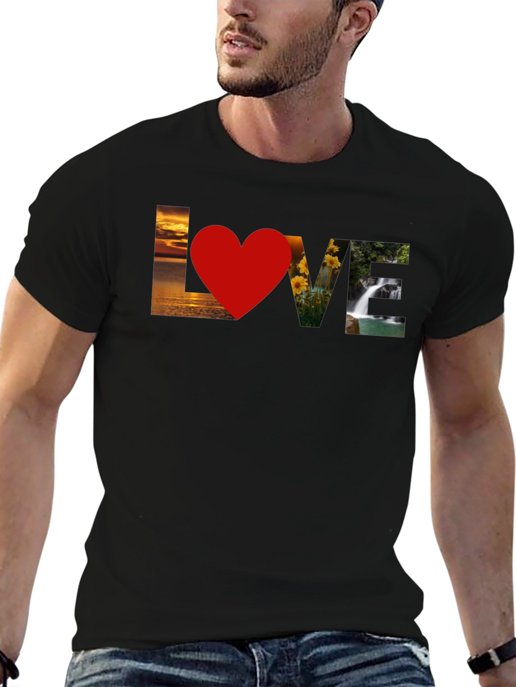 Love Nature Graphic T-Shirt - Stylish Black Tee