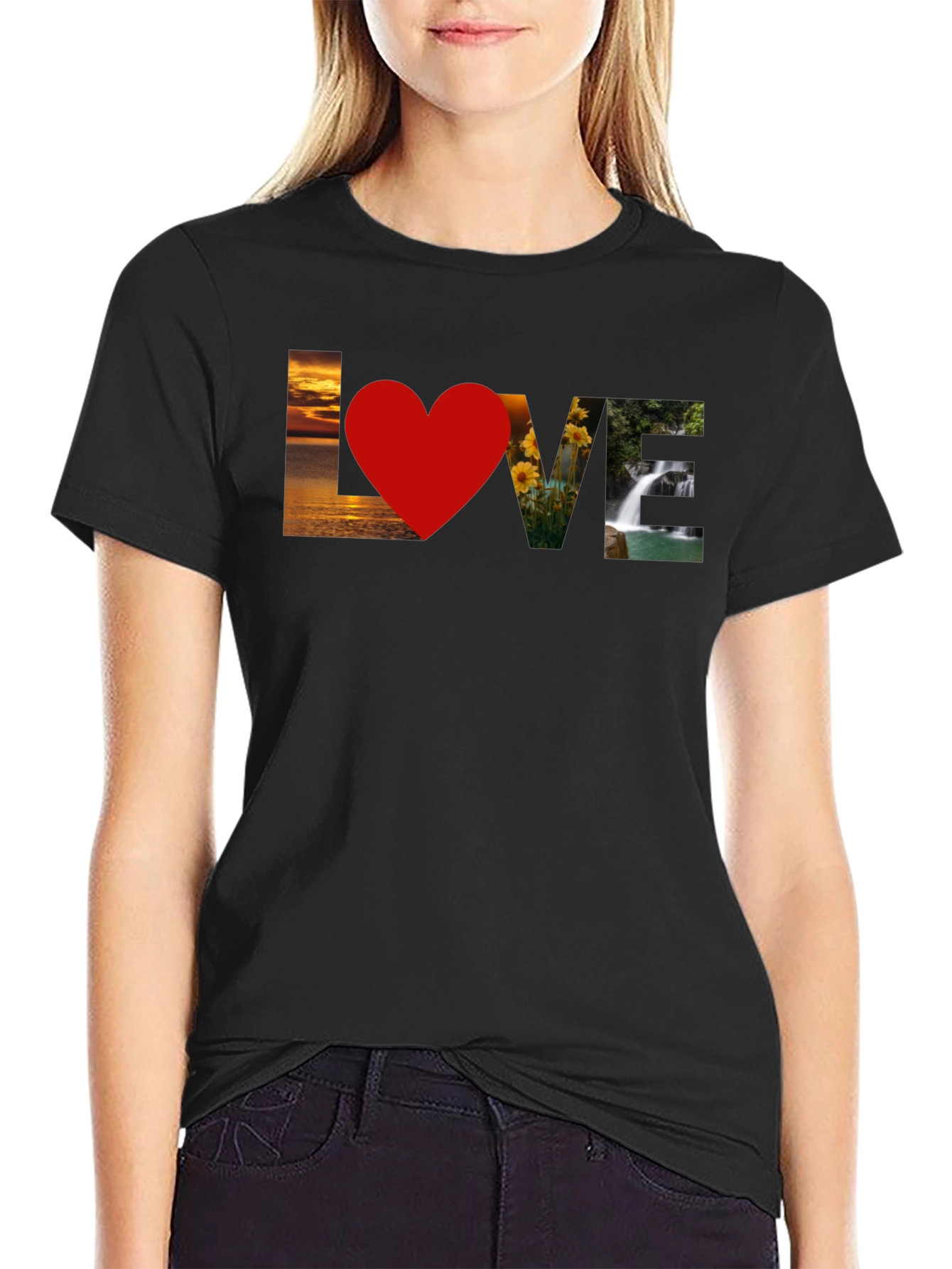 Love Nature Graphic T-Shirt - Stylish Black Tee