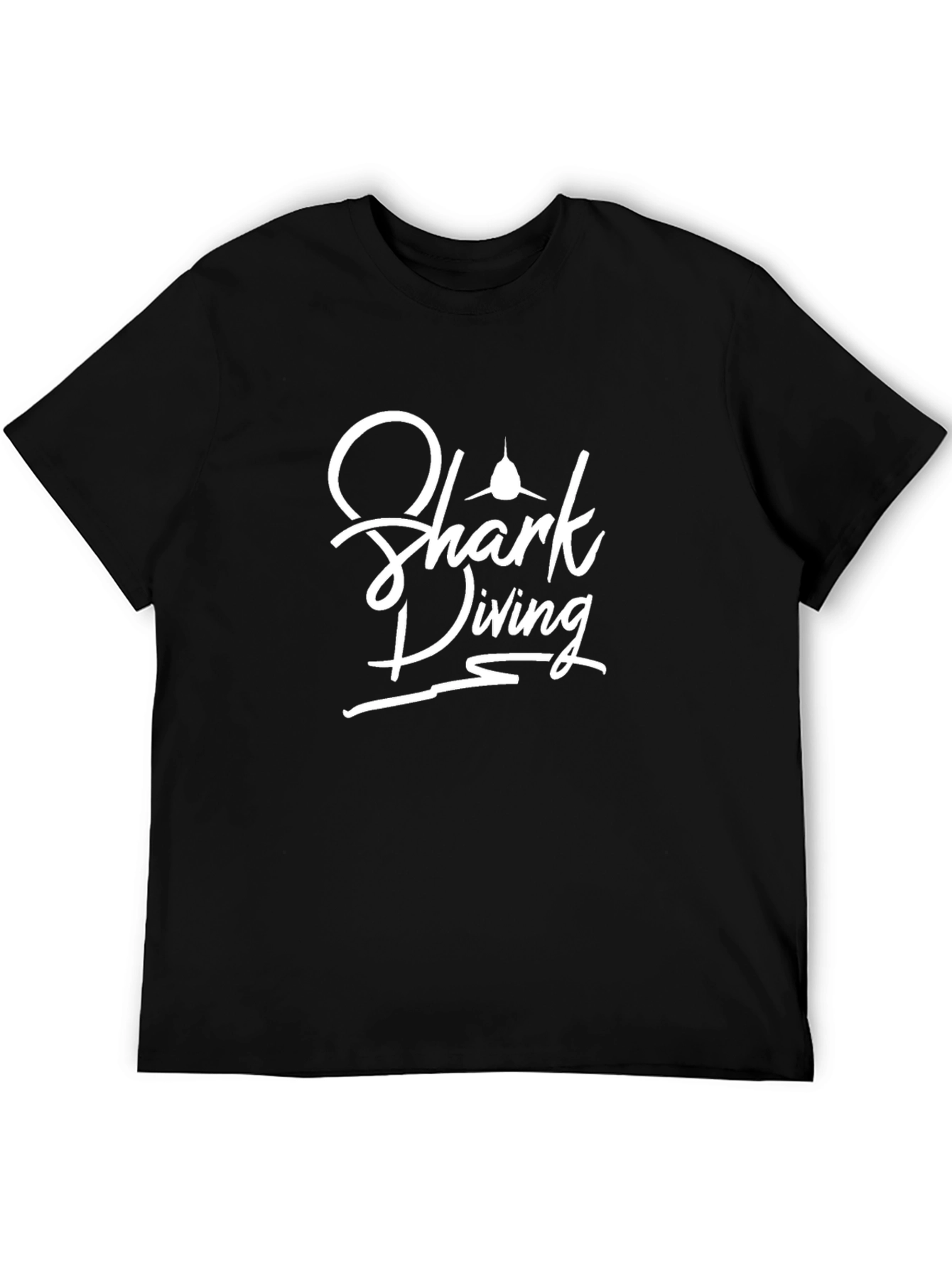 Shark Diving Graphic Tee - Black Cotton T-Shirt
