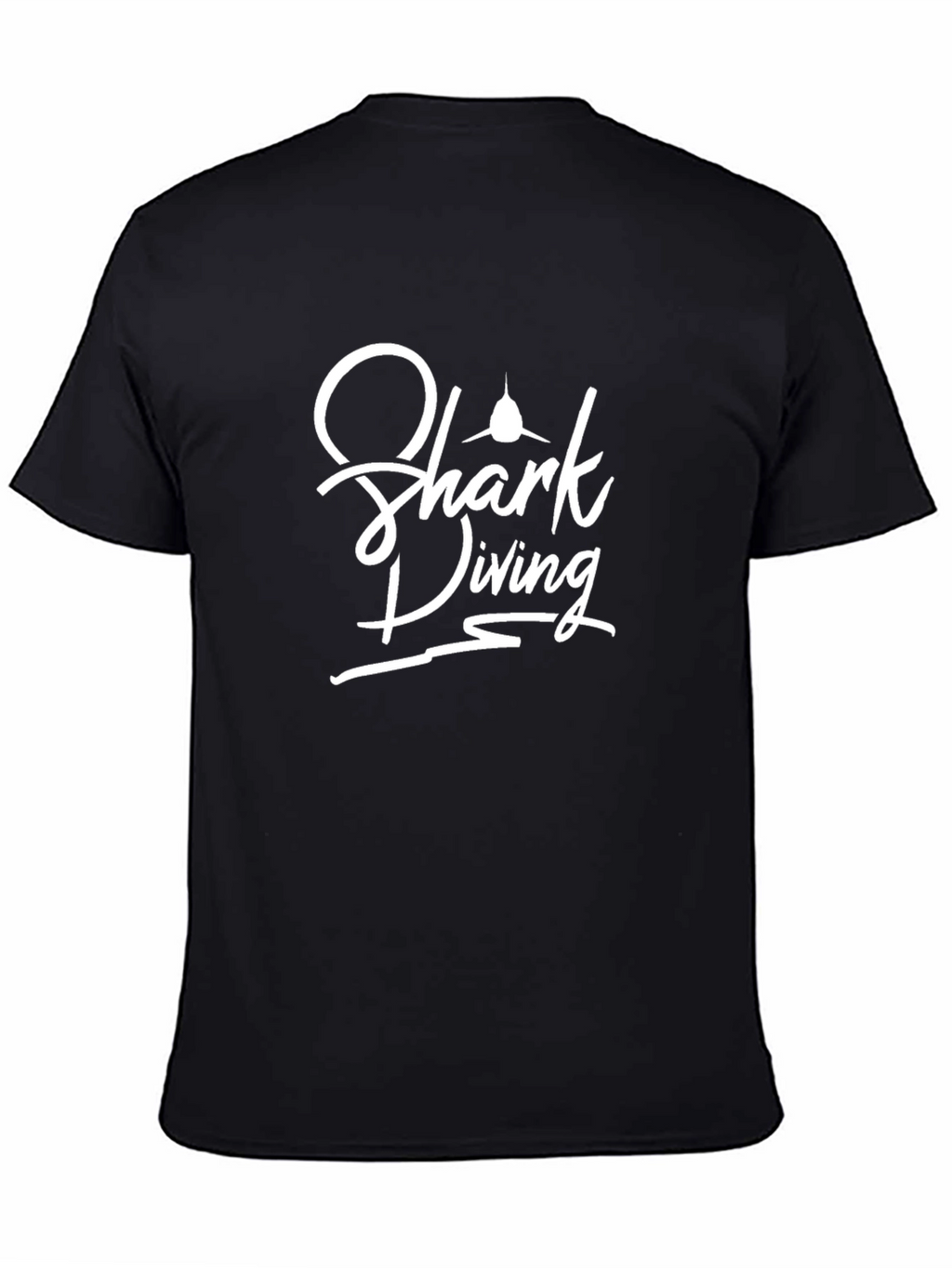 Shark Diving Graphic Tee - Black Cotton T-Shirt