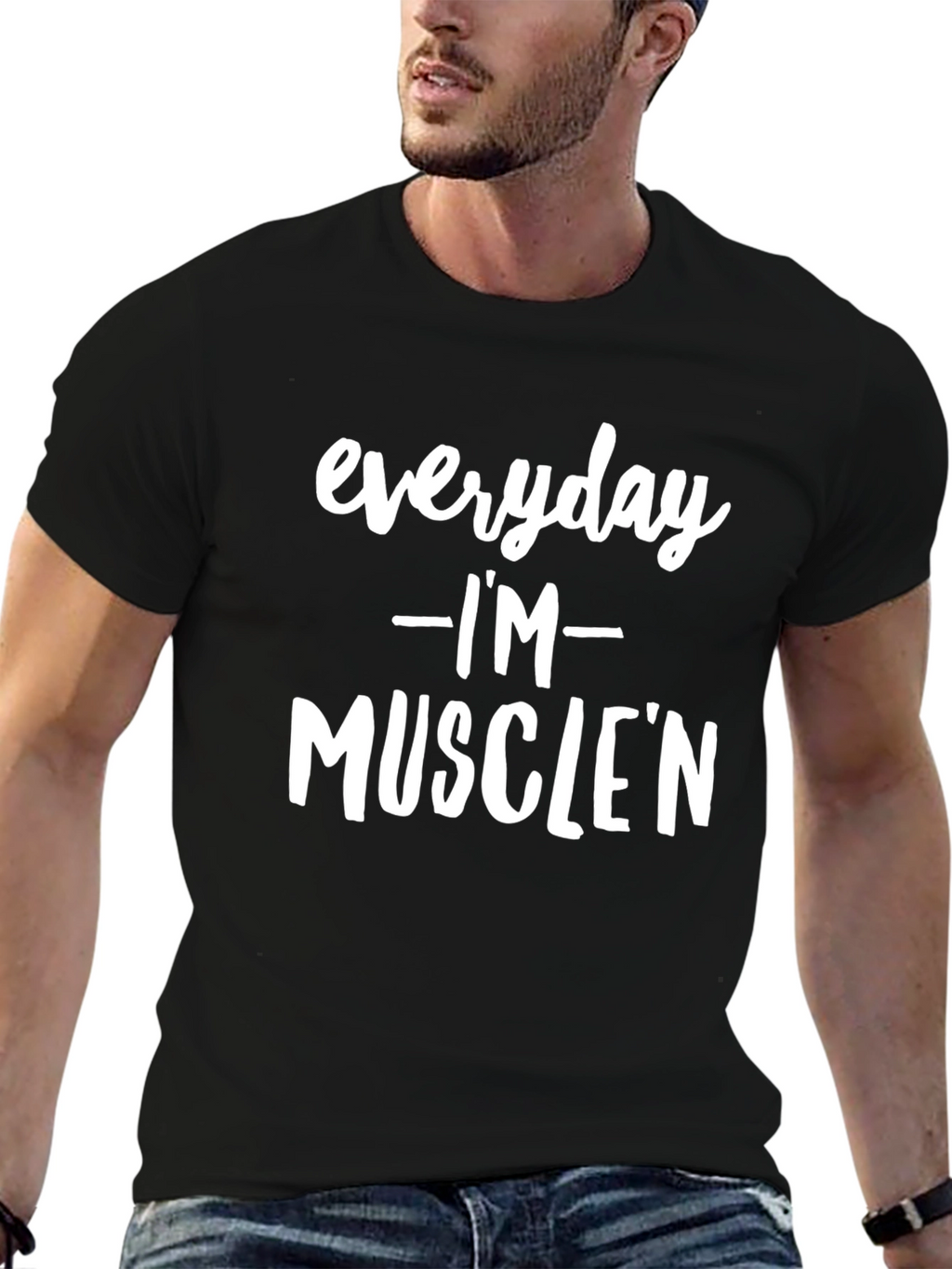Everyday Im Musclen Black Graphic Tee