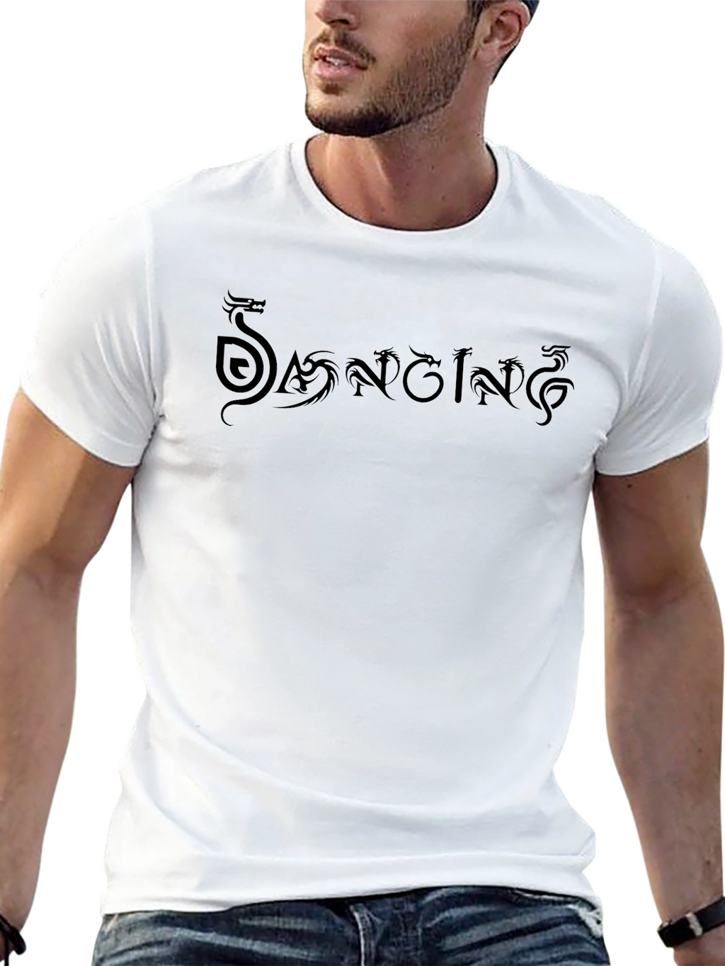Mens Black Dragon Script T-Shirt