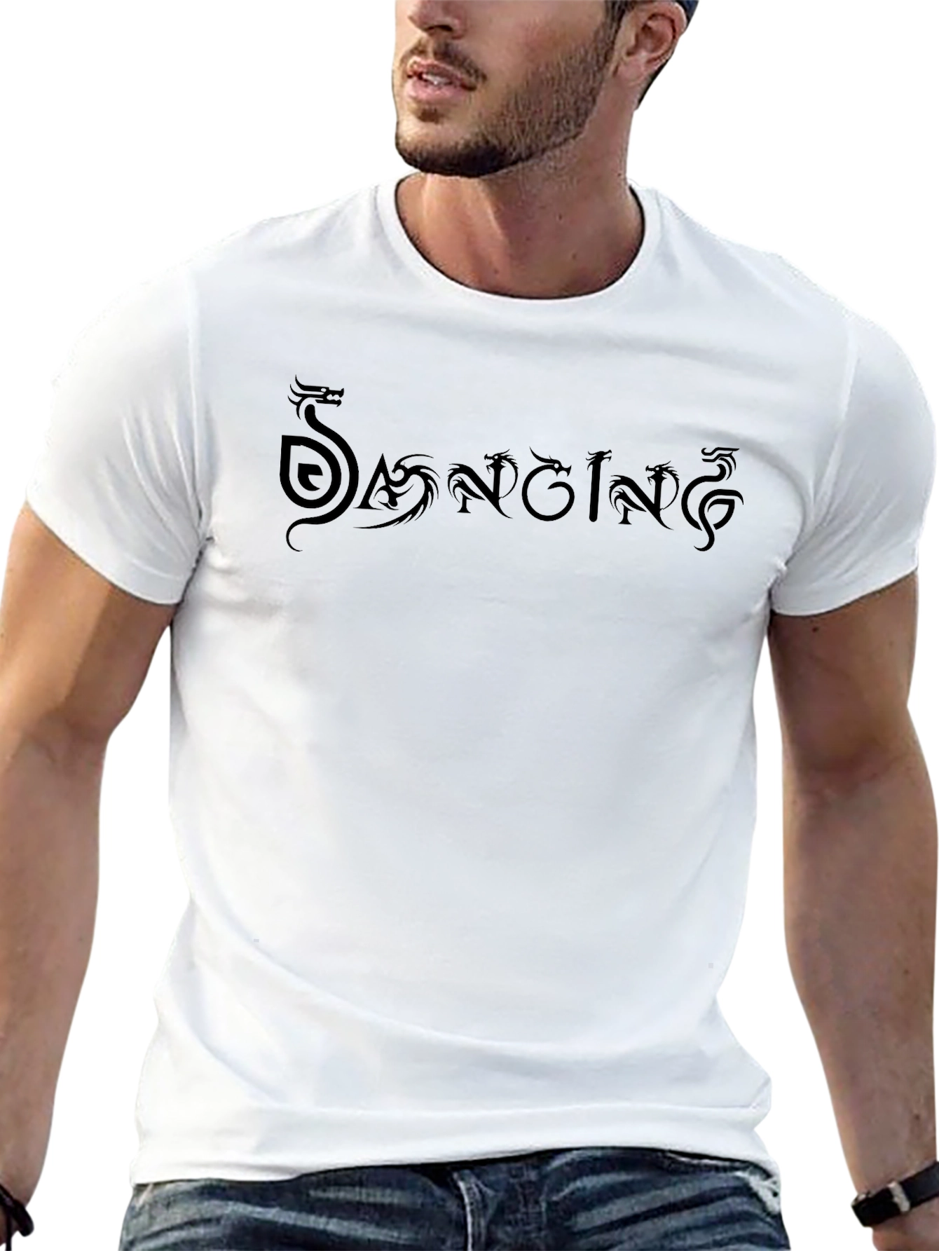 Mens Black Dragon Script T-Shirt