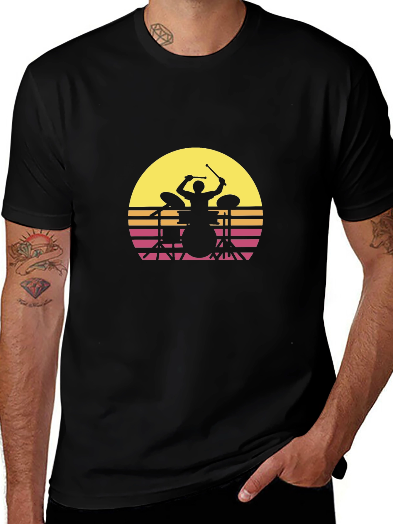 Retro Drummer Silhouette T-Shirt