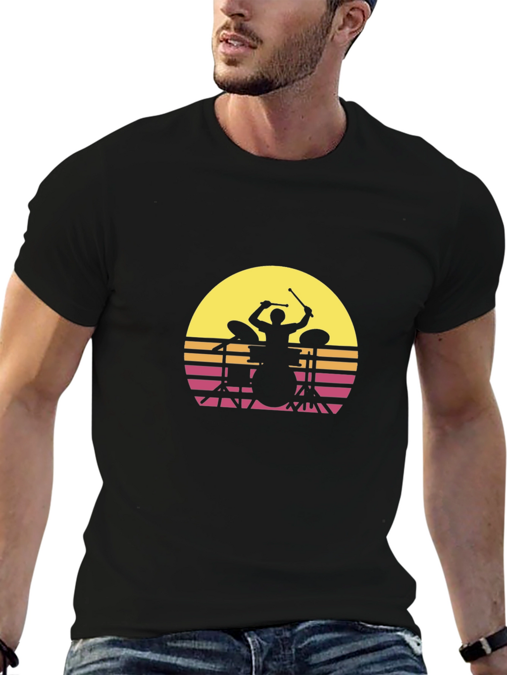 Retro Drummer Silhouette T-Shirt