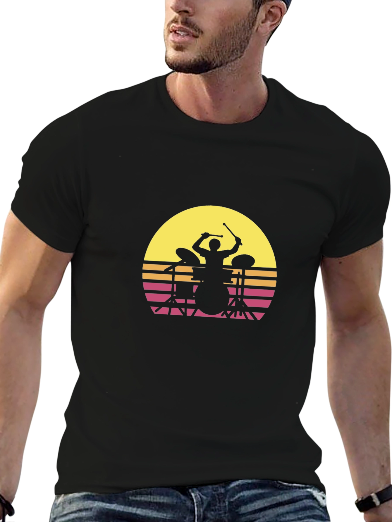 Retro Drummer Silhouette T-Shirt