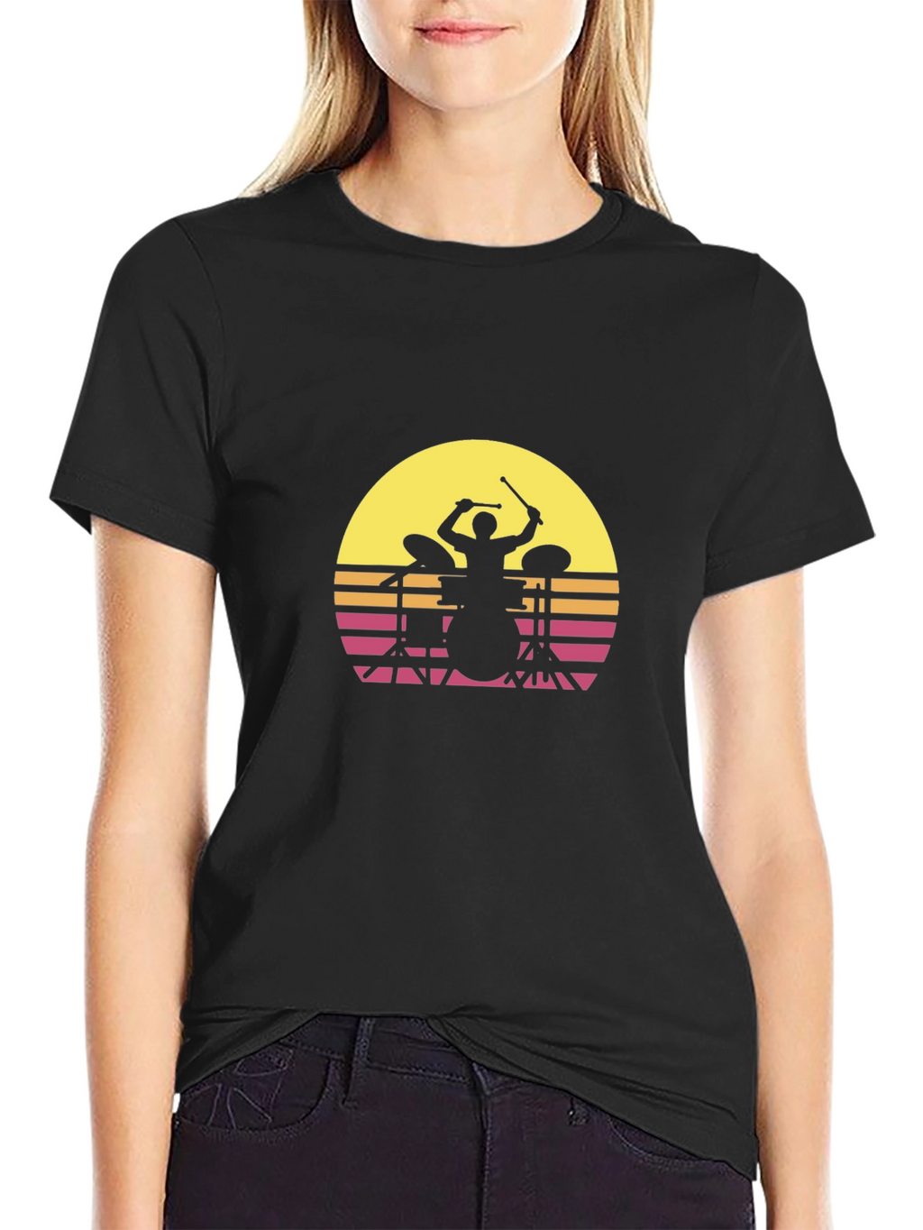 Retro Drummer Silhouette T-Shirt