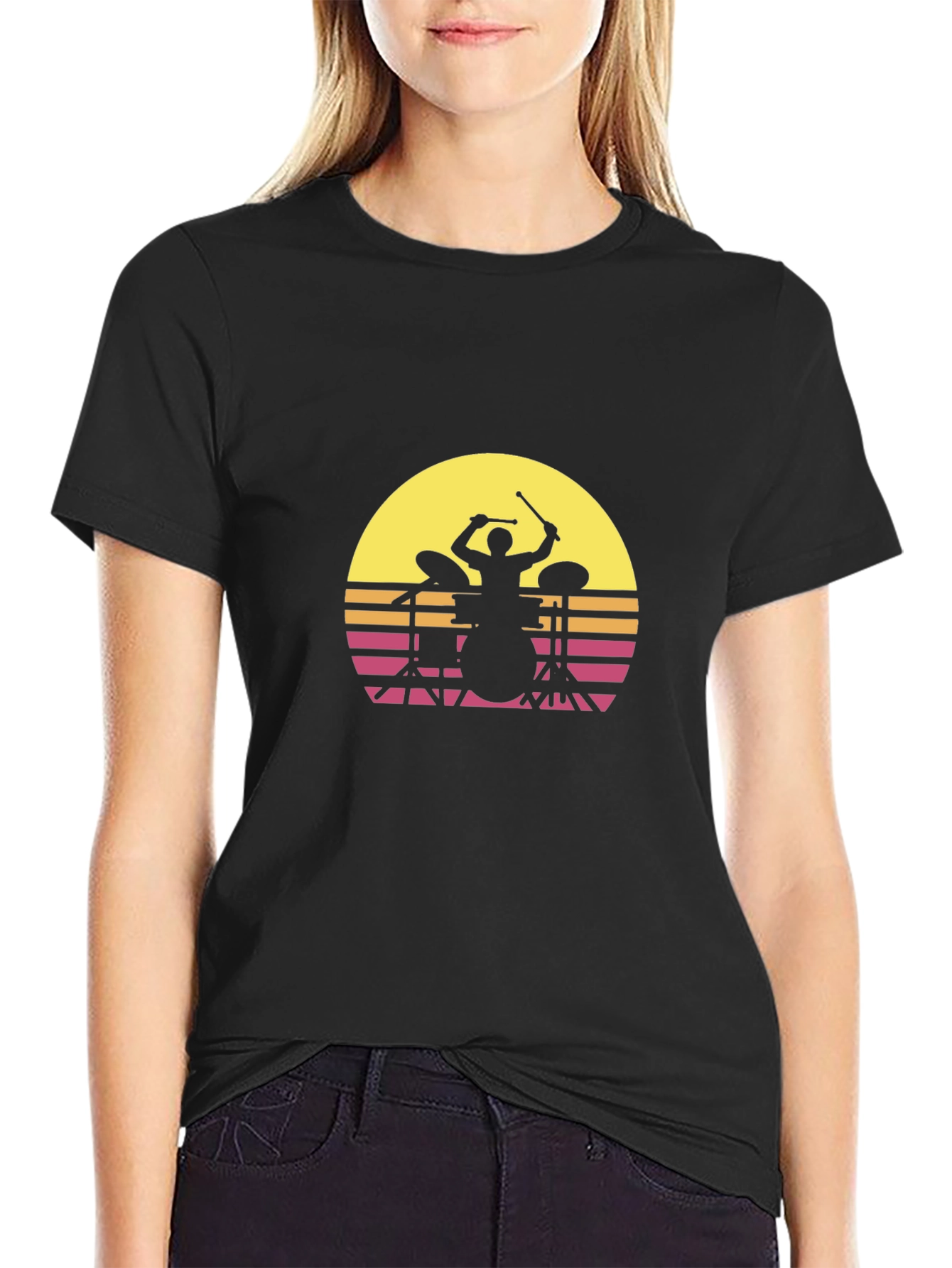 Retro Drummer Silhouette T-Shirt