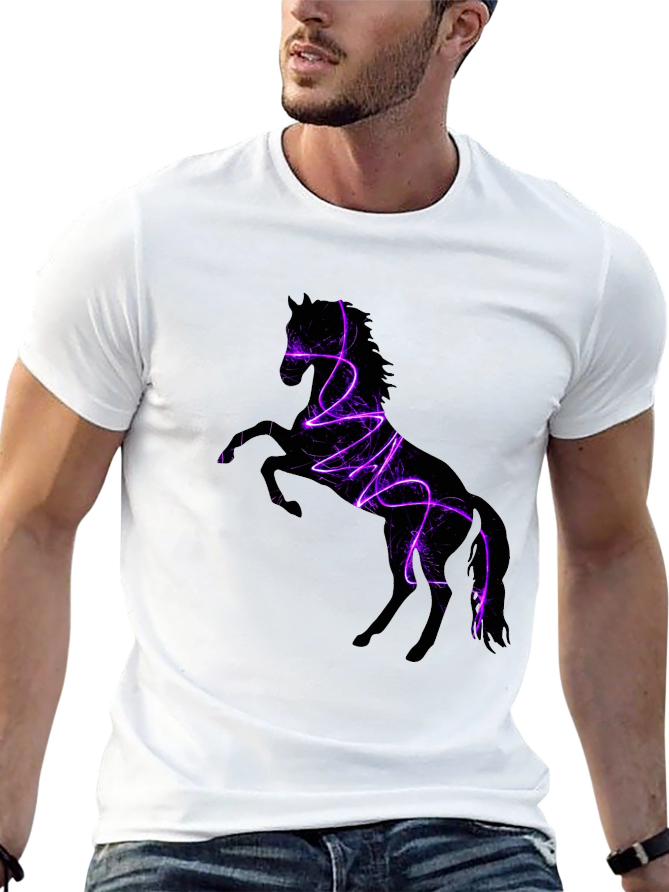 Electric Horse Graphic Tee - Stylish Black T-Shirt