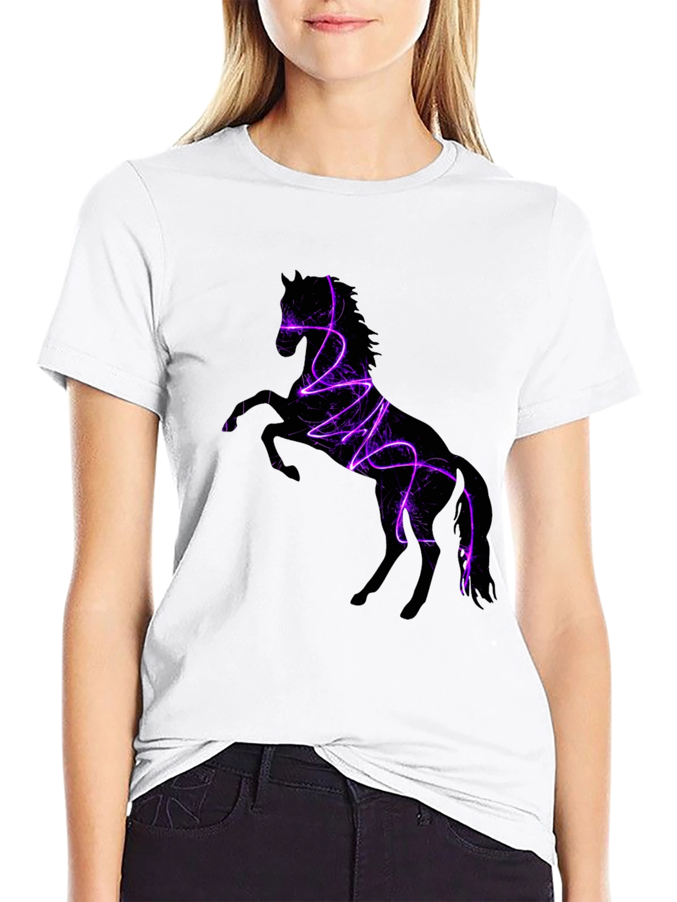 Electric Horse Graphic Tee - Stylish Black T-Shirt