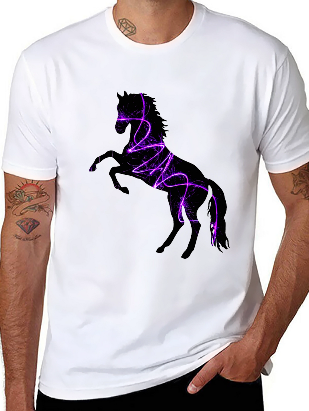 Electric Horse Graphic Tee - Stylish Black T-Shirt