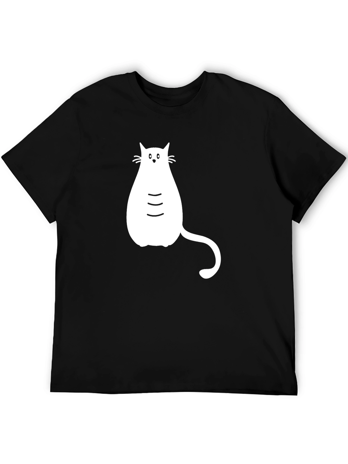 Black T-shirt with White Cat Graphic