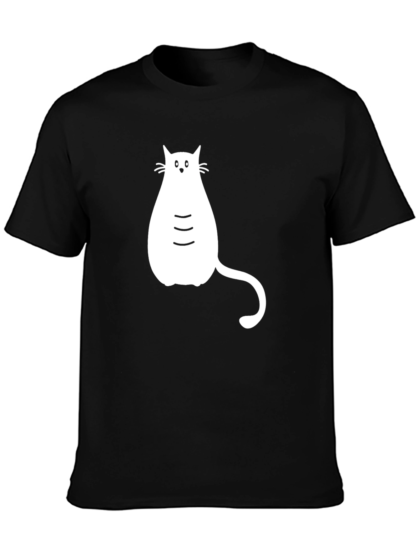 Black T-shirt with White Cat Graphic