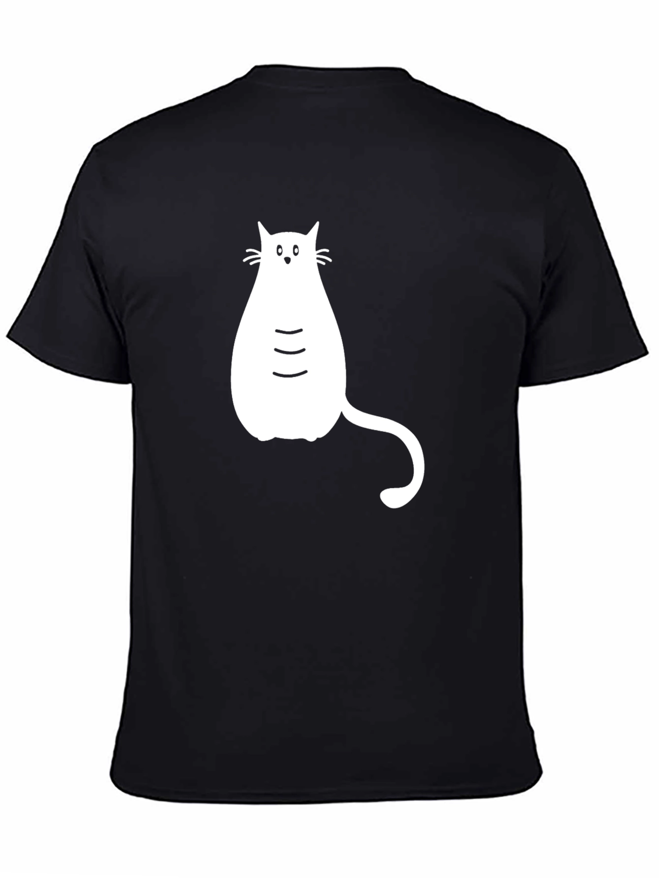 Black T-shirt with White Cat Graphic