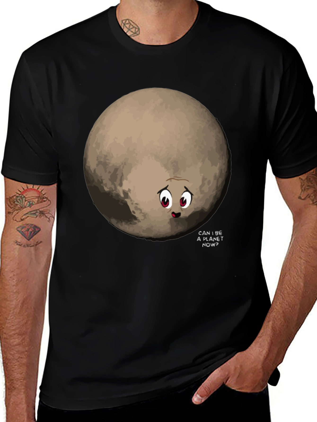 Funny Pluto Can I Be A Planet Now Black T-Shirt