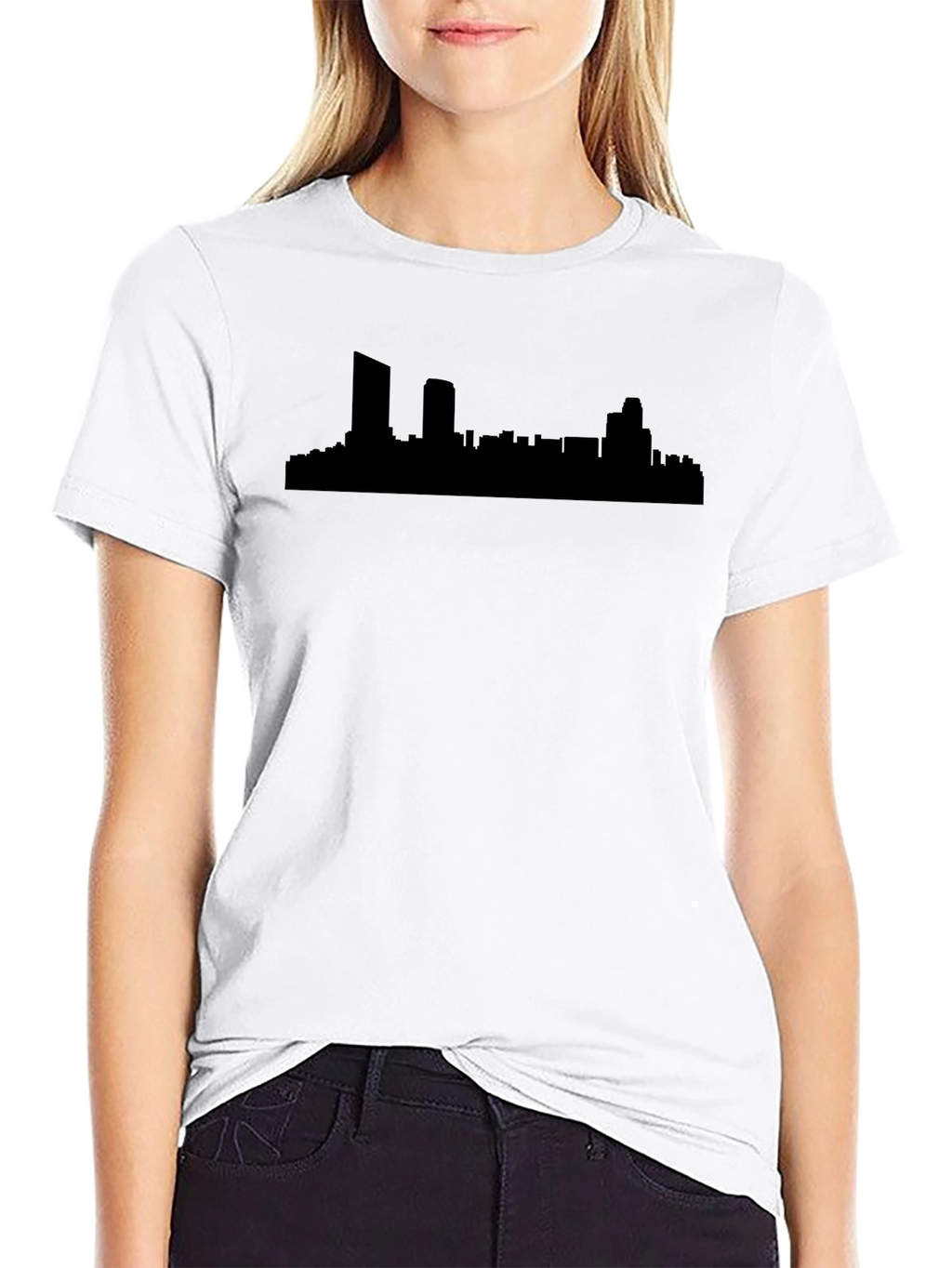 Cityscape Silhouette Mens Black T-Shirt