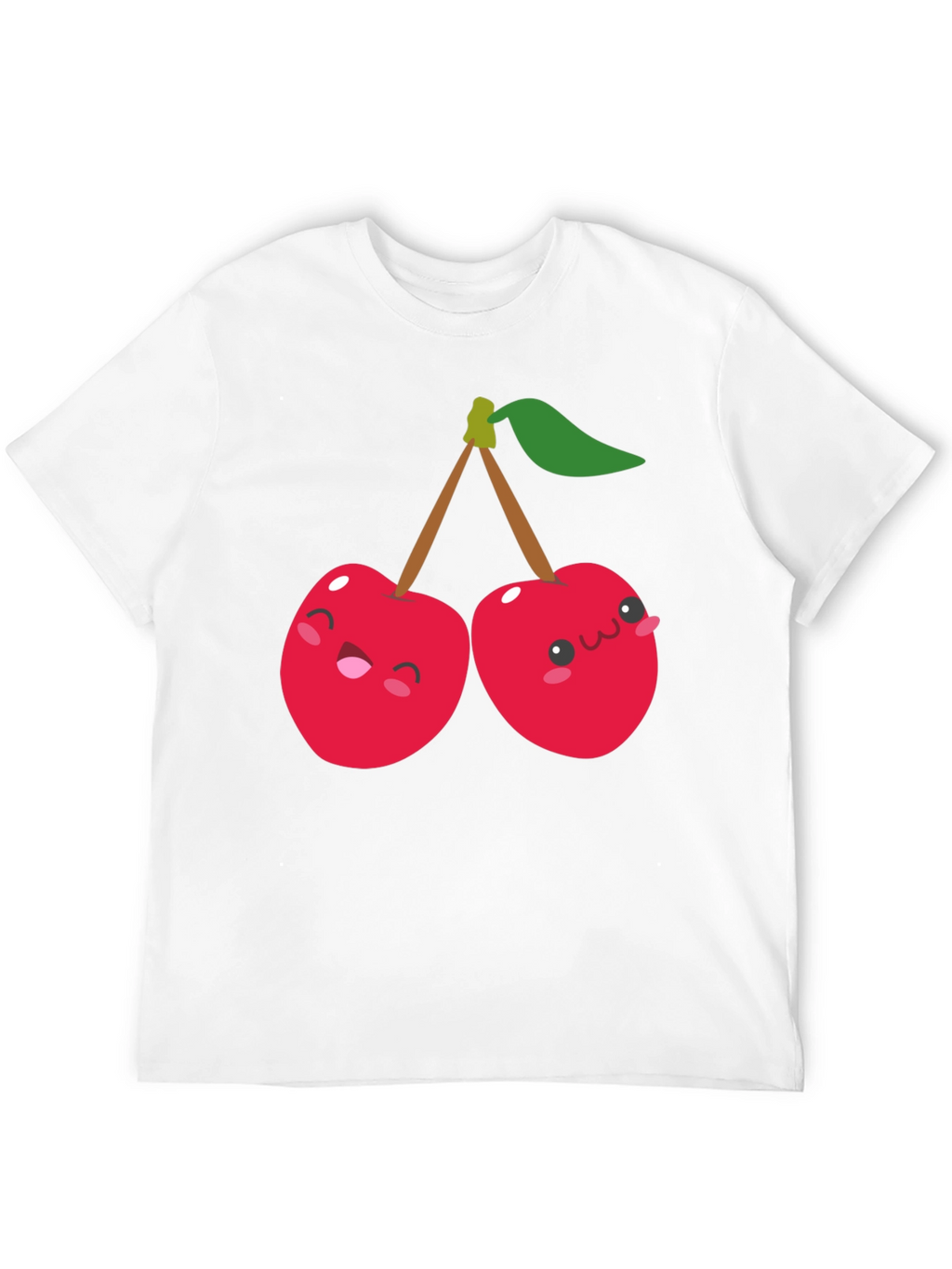Cute Cherry Cartoon Graphic Black T-Shirt