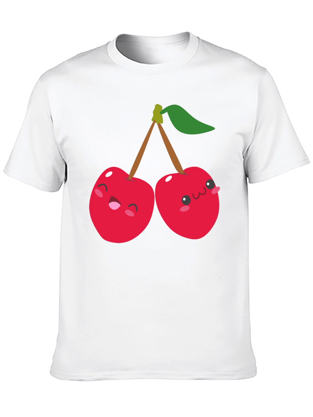 Cute Cherry Cartoon Graphic Black T-Shirt