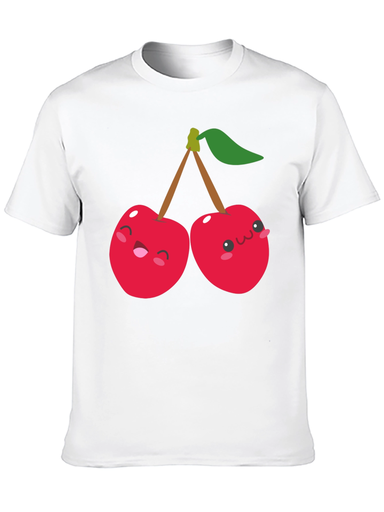Cute Cherry Cartoon Graphic Black T-Shirt