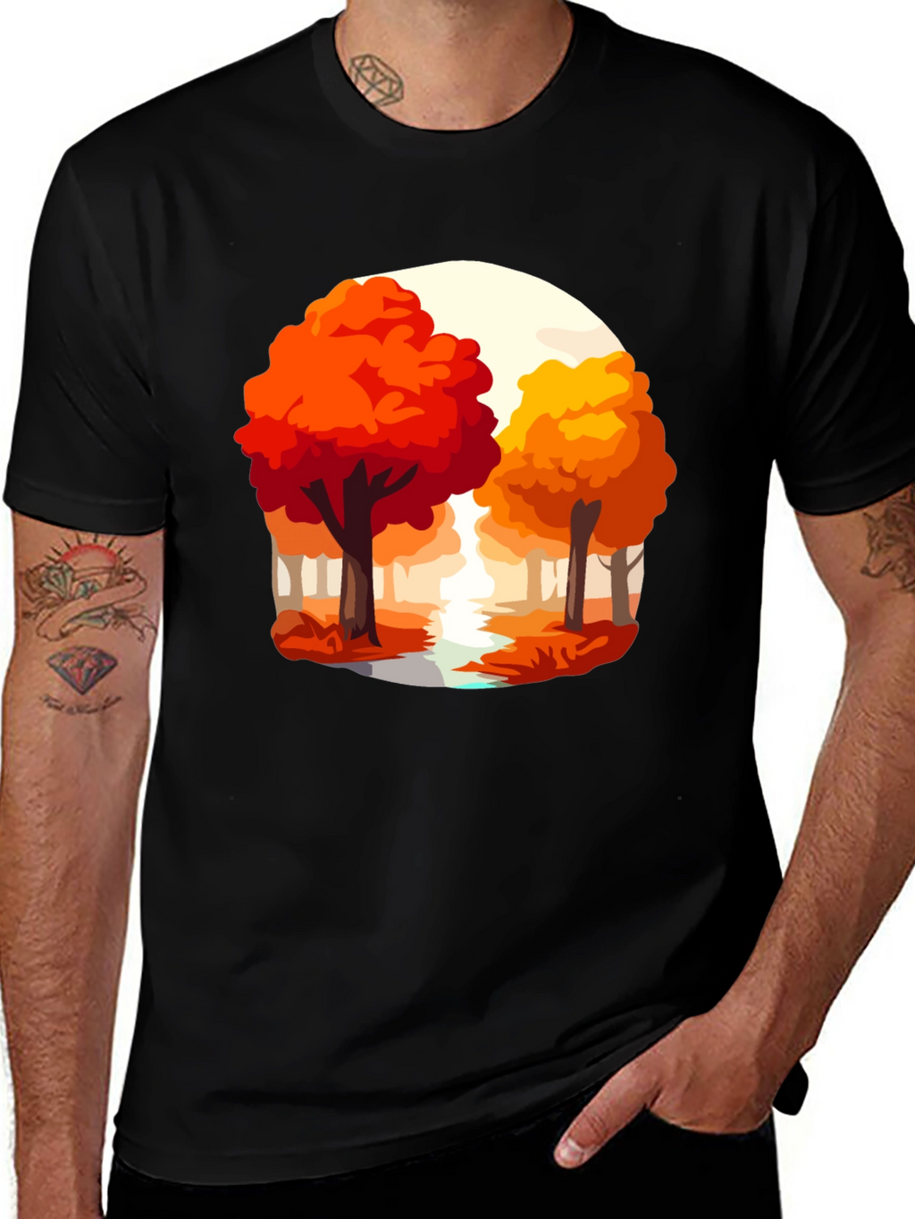 Autumn Trees Graphic Tee - Nature Inspired Shirt