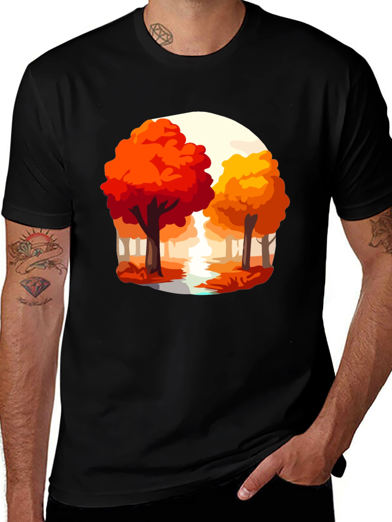 Autumn Trees Graphic Tee - Nature Inspired Shirt