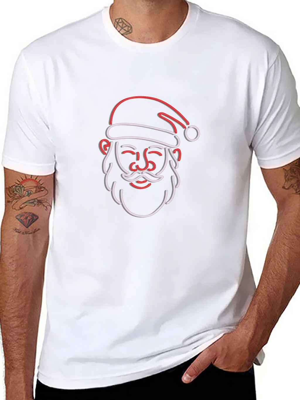 Neon Santa Graphic Tee - Festive Holiday Style