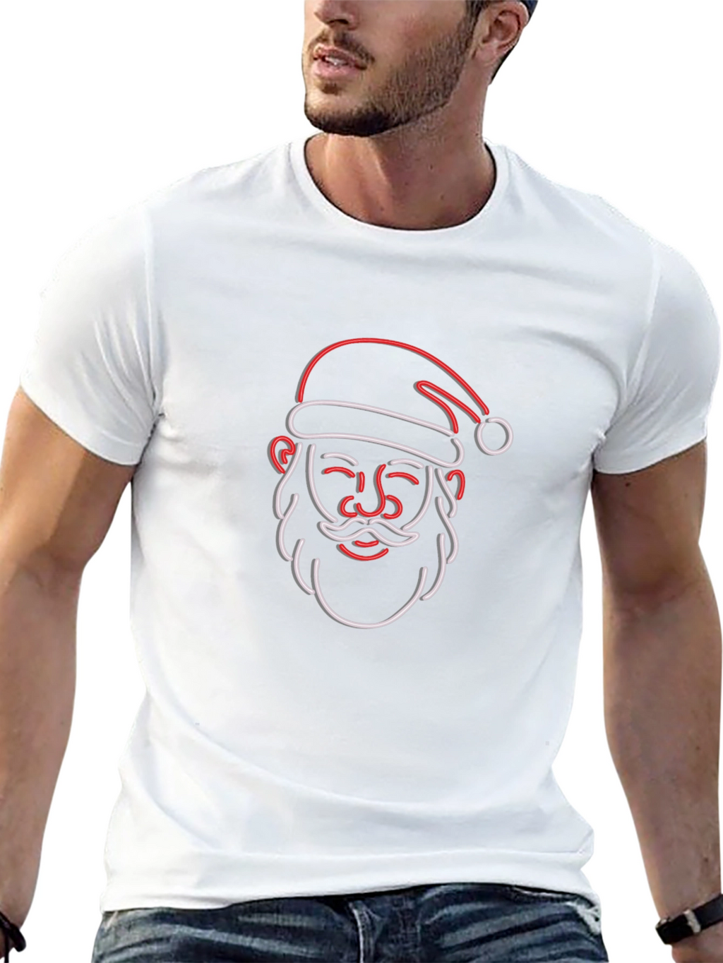 Neon Santa Graphic Tee - Festive Holiday Style