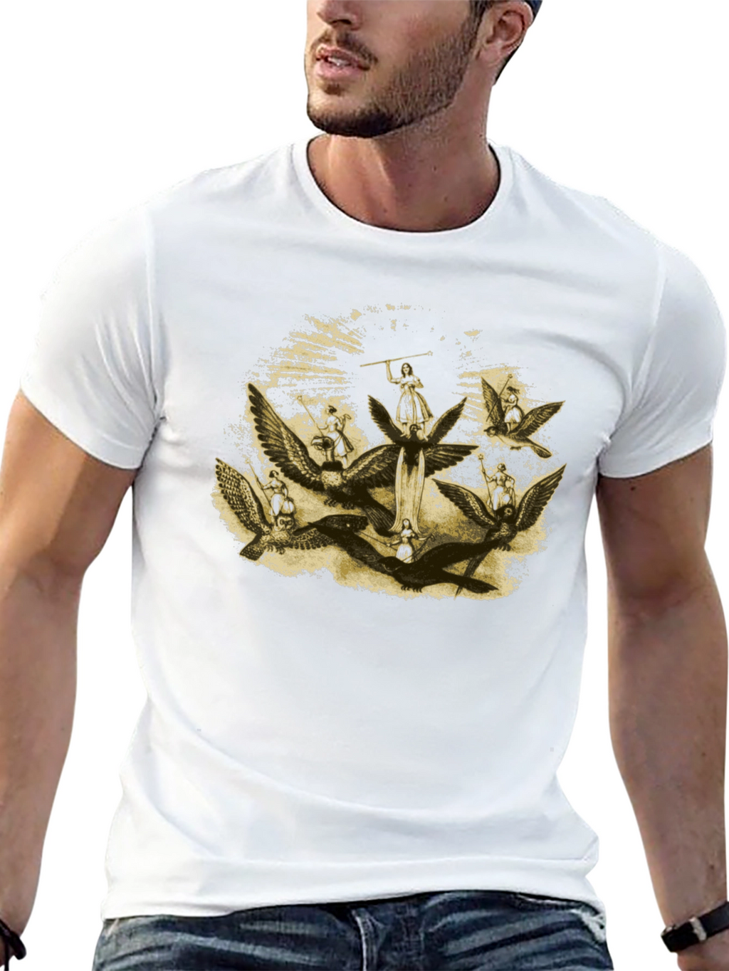Angelic Graphic Print Black T-Shirt