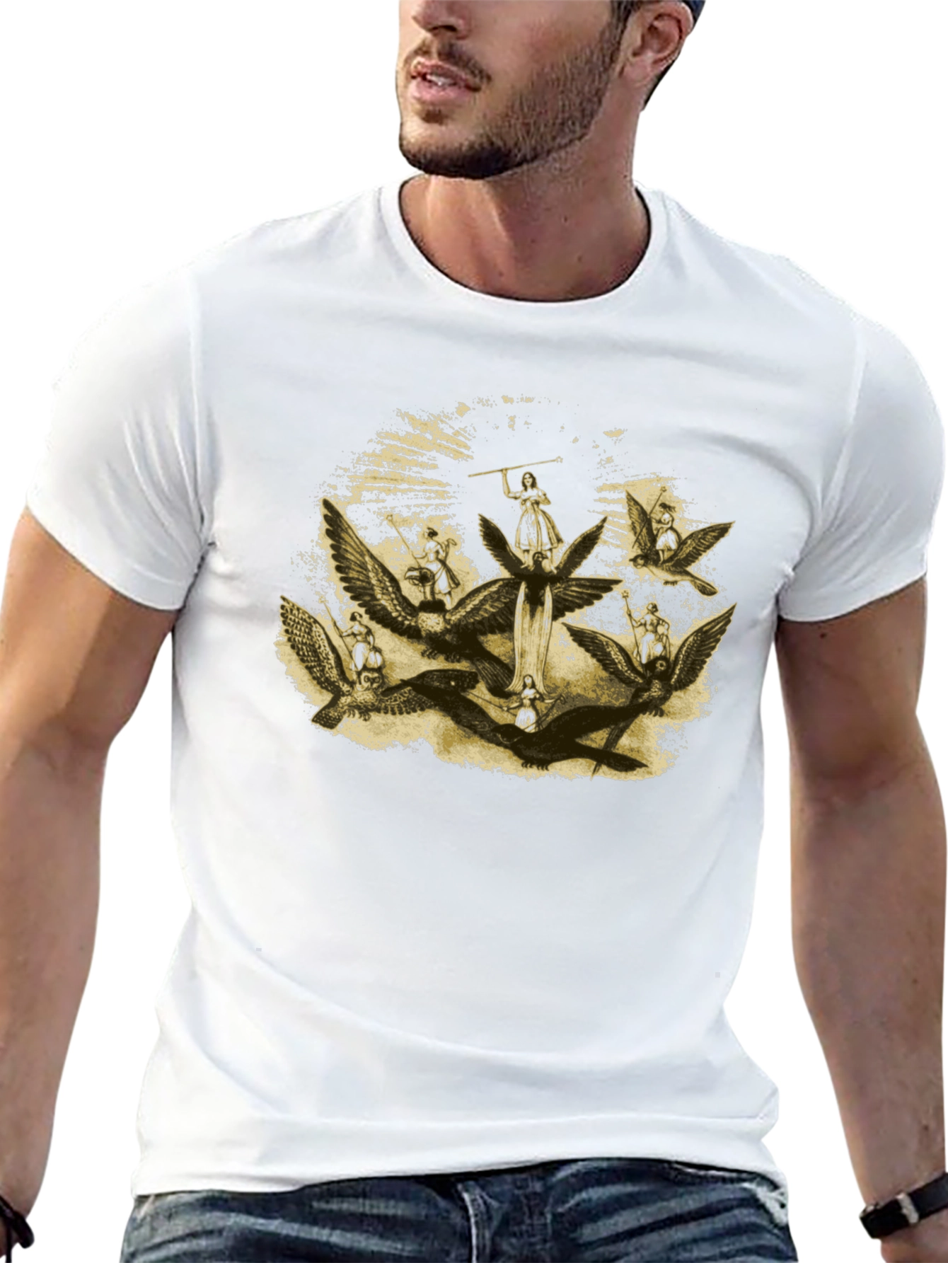 Angelic Graphic Print Black T-Shirt