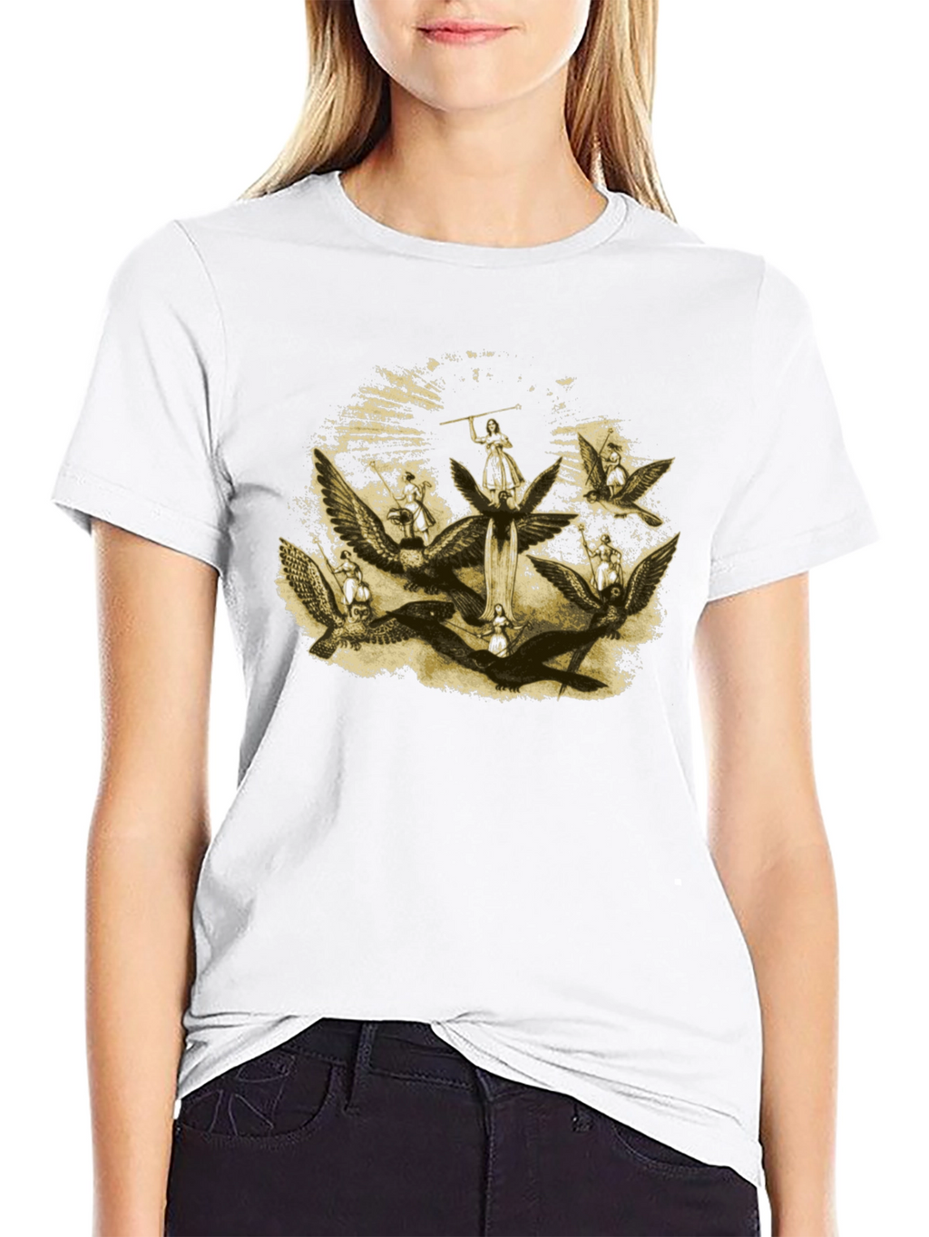Angelic Graphic Print Black T-Shirt