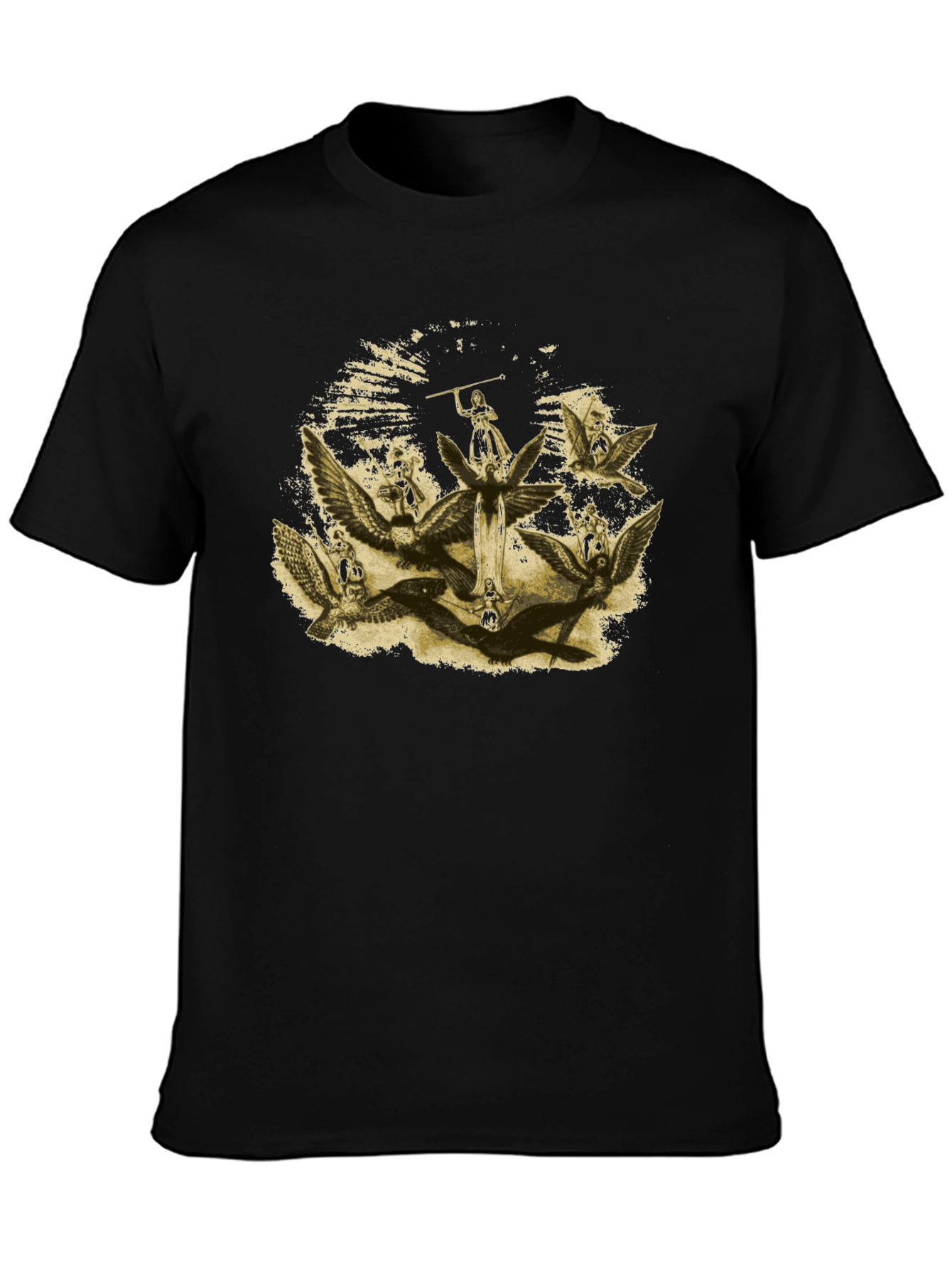 Angelic Graphic Print Black T-Shirt