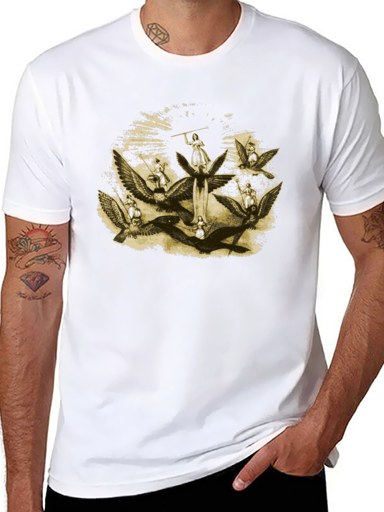Angelic Graphic Print Black T-Shirt