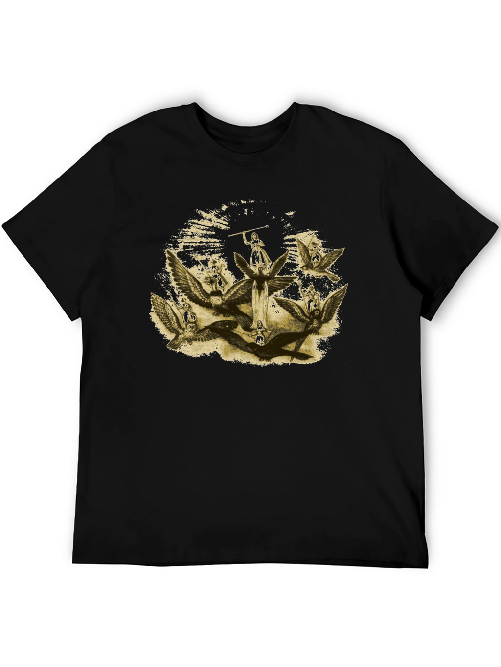 Angelic Graphic Print Black T-Shirt