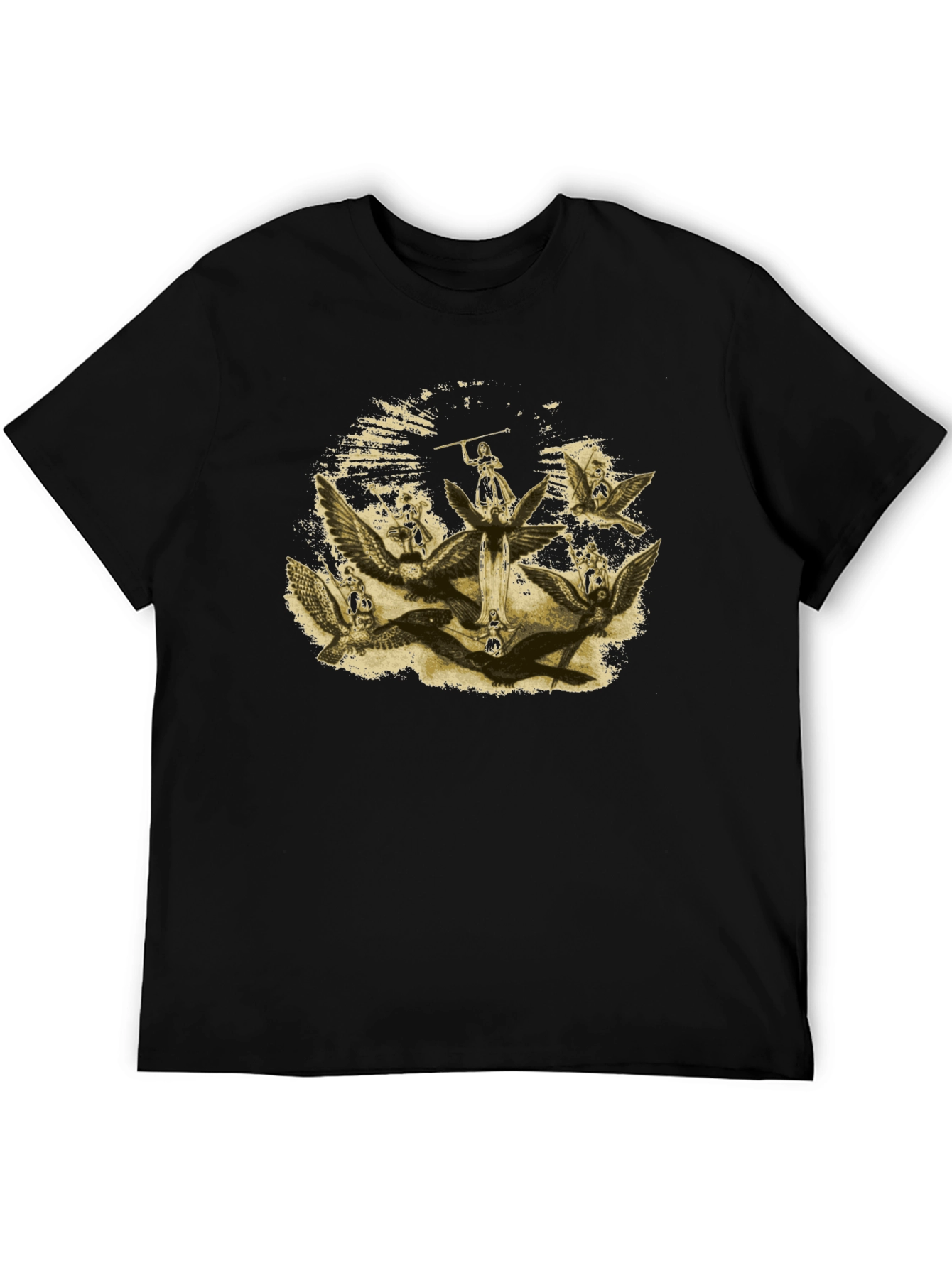 Angelic Graphic Print Black T-Shirt