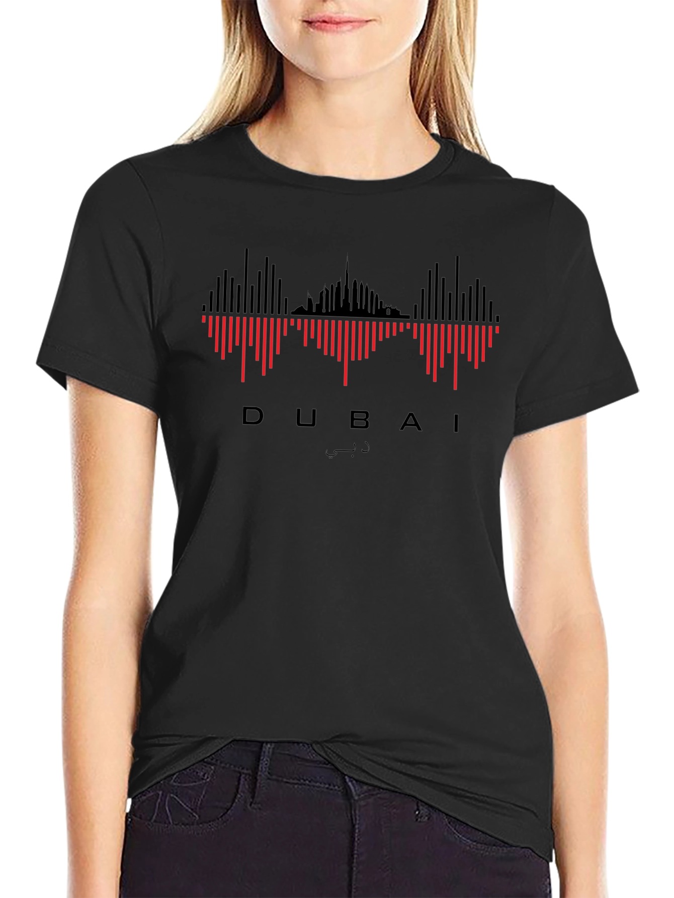 Dubai Skyline Graphic Tee - Black