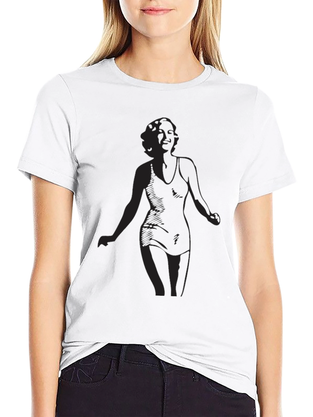 Black T-Shirt with Woman Silhouette