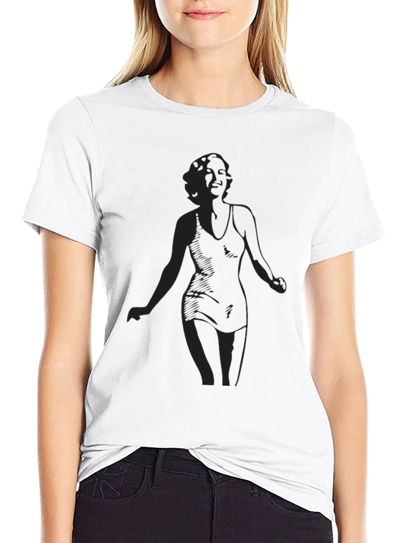 Black T-Shirt with Woman Silhouette