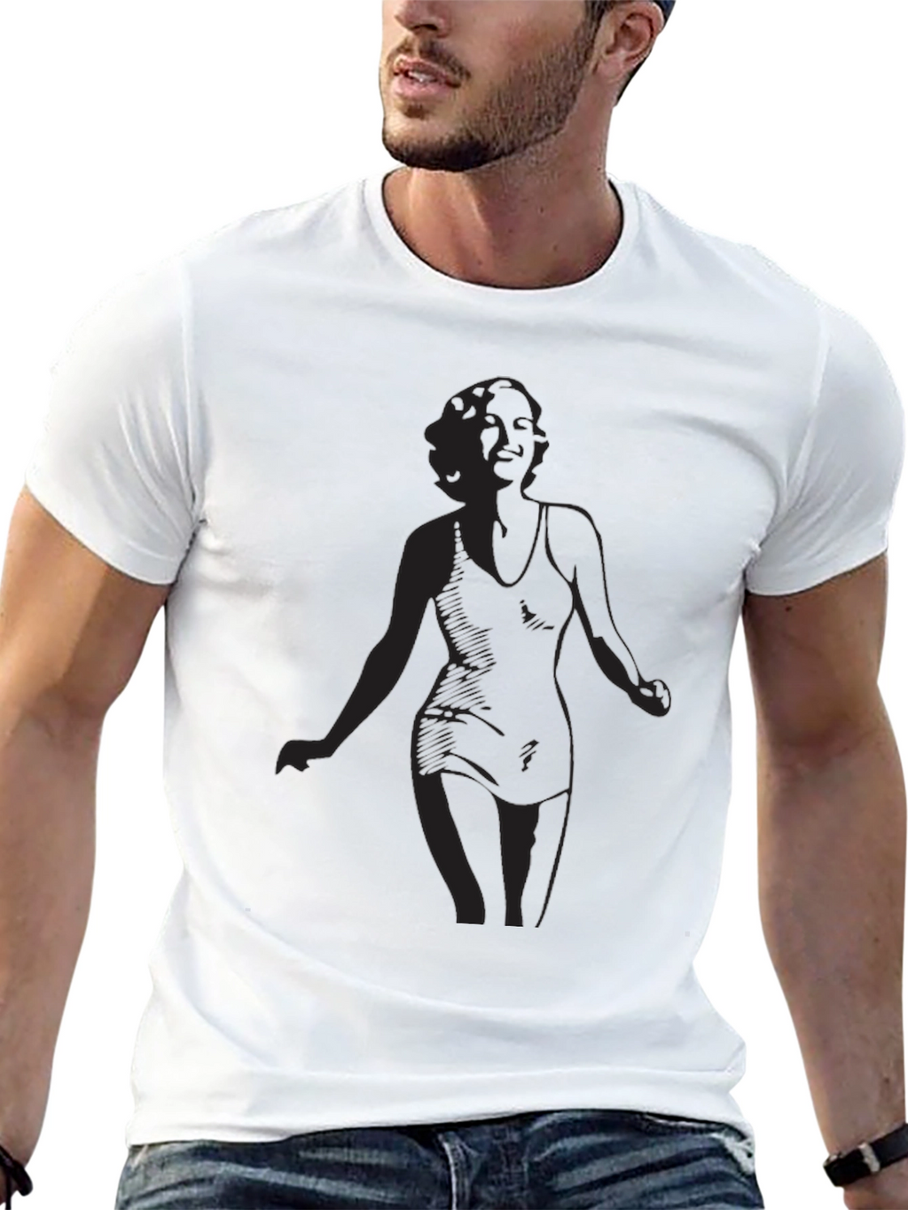 Black T-Shirt with Woman Silhouette