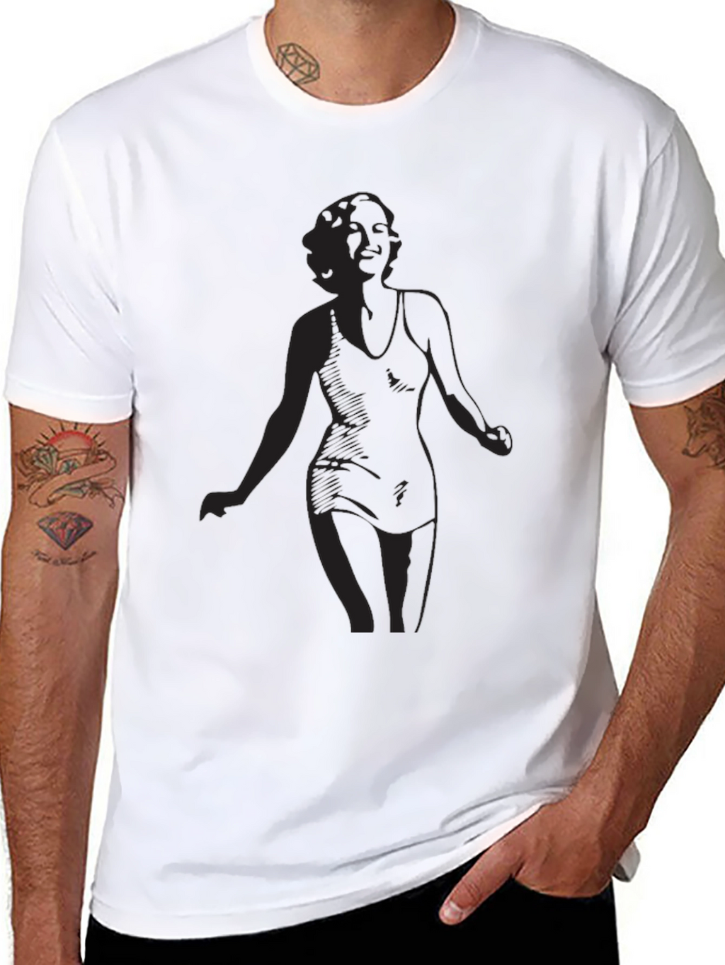 Black T-Shirt with Woman Silhouette